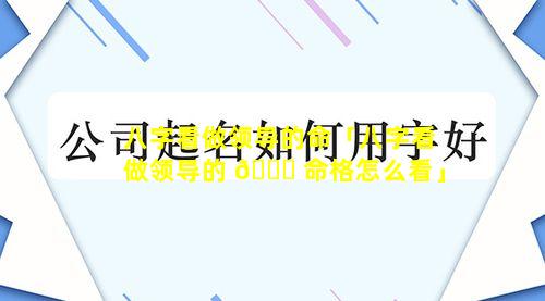 八字看做领导的命「八字看做领导的 🍀 命格怎么看」